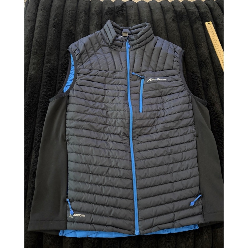 Eddie Bauer Microtherm First Ascent Storm down 800 Black Vest Men's‎ Large Light
